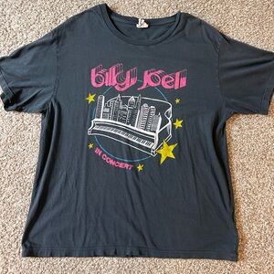 Black Short-Sleeve Graphic Tee with Pink & Yellow Concert Print